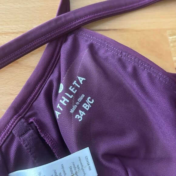 Athleta Women’s 34B/C Dark Purple Burgundy Bra Halter Crossback Underwire - Picture 4 of 7